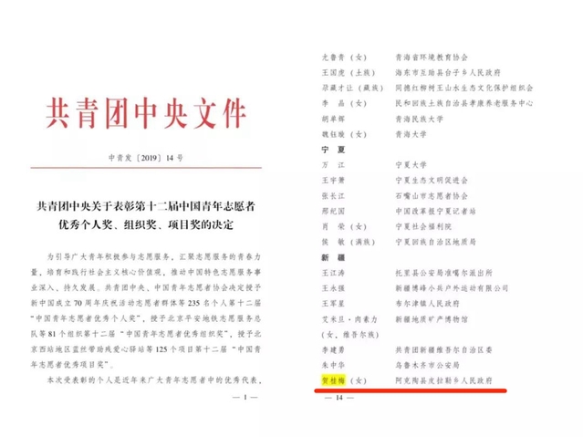 贺桂梅校友荣获第十二届中国青年志愿者优秀个人奖